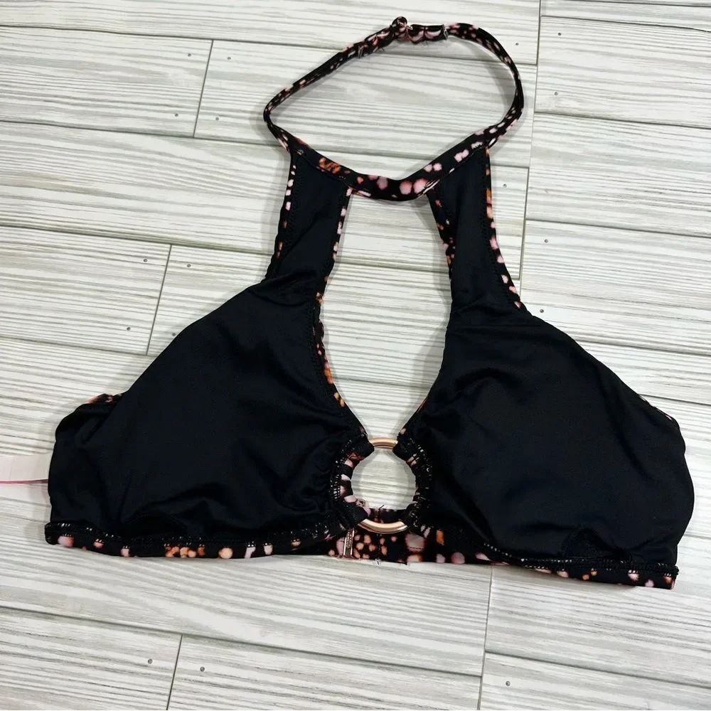 NWT VS RING TIE DYE SPOT HALTER PADDED BIKINI TOP &‎ BOTTOM SWIMSUIT SET SMALL